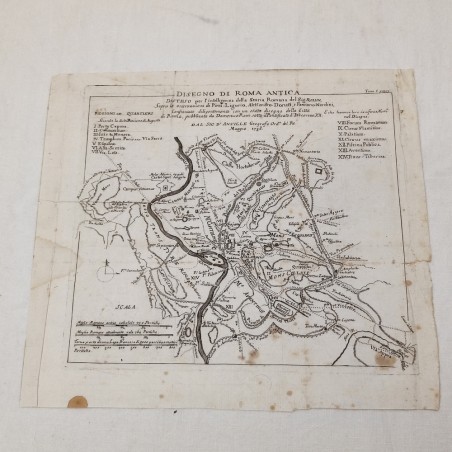 Originale stampa di disegno di Roma Antica sotto anno 1738