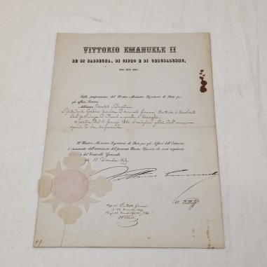 Originale decreto Vittorio Emanuele II re di Sardegna anno 1859