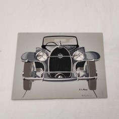 Fabio Luigi RAPI originale disegno a tempera auto BUGATTI
