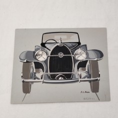 Fabio Luigi RAPI originale disegno a tempera auto BUGATTI 2