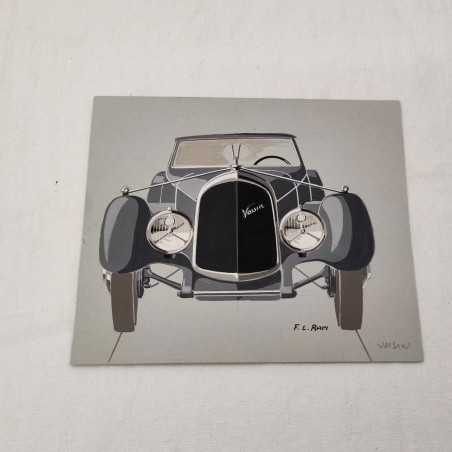 Fabio Luigi RAPI originale disegno a tempera auto VOISIN