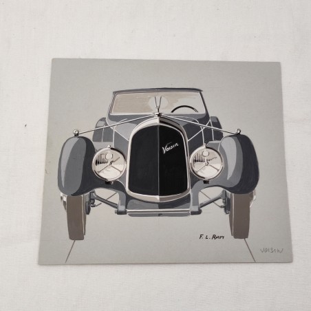 Fabio Luigi RAPI originale disegno a tempera auto VOISIN