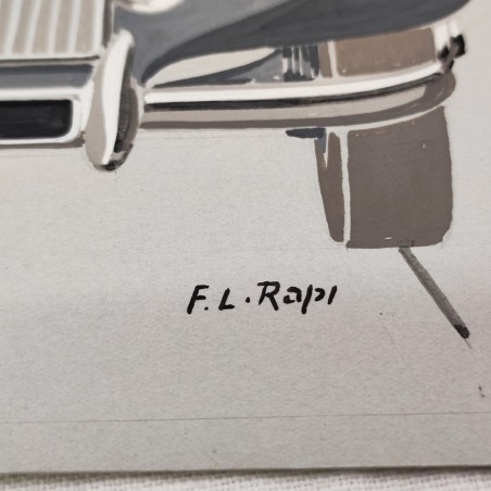 Fabio Luigi RAPI originale disegno a tempera auto ROLLS ROYCE