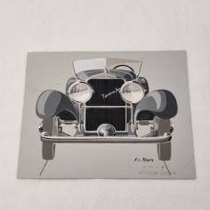Fabio Luigi RAPI originale disegno a tempera auto HISPANO SUIZA