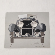 Fabio Luigi RAPI originale disegno a tempera auto HISPANO SUIZA 2