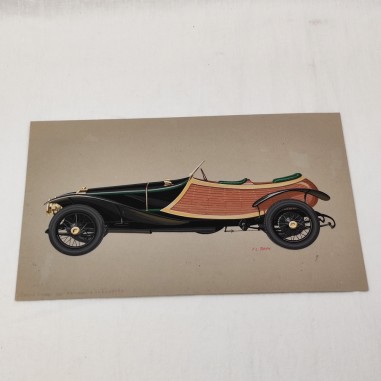 Fabio Luigi RAPI originale disegno a tempera auto PANHARD LEVASSOR 1911