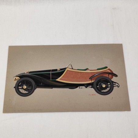 Fabio Luigi RAPI originale disegno a tempera auto PANHARD LEVASSOR 1911