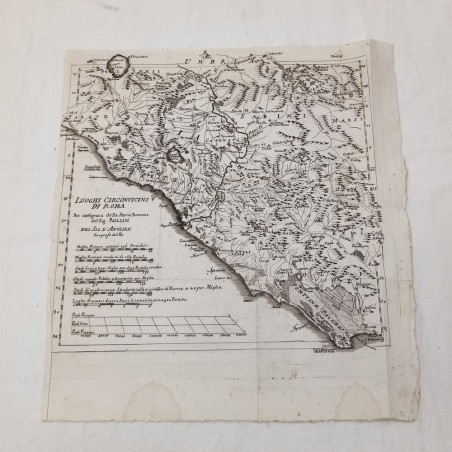 Originale cartina storica Luoghi Criconvicini di Roma periodo tardo 1700