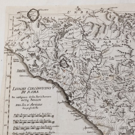 Originale cartina storica Luoghi Criconvicini di Roma periodo tardo 1700