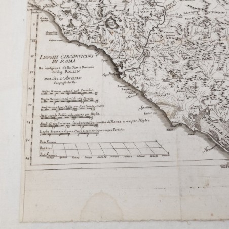 Originale cartina storica Luoghi Criconvicini di Roma periodo tardo 1700