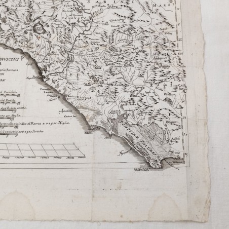 Originale cartina storica Luoghi Criconvicini di Roma periodo tardo 1700