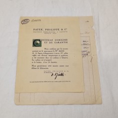PATEK PHILIPPE & C. fattura e certificato originali anno 1938