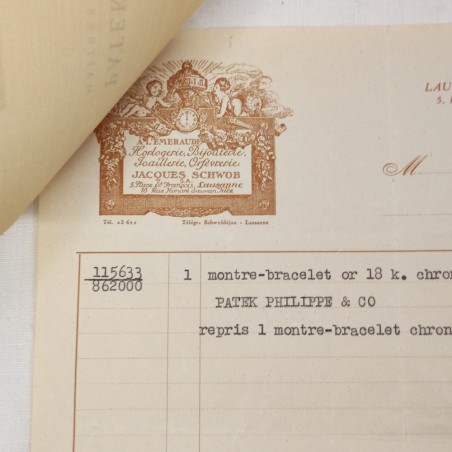 PATEK PHILIPPE & C. fattura e certificato originali anno 1938