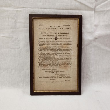 Documento originale stampato Estratto de Registri del direttorio Rep. Cisalpina