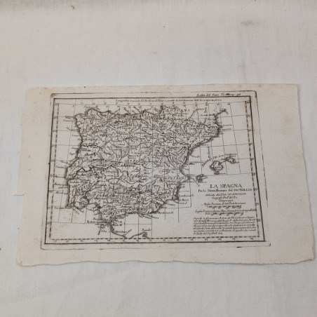Stampa originale di cartina geografica della Spagna periodo tardo 700