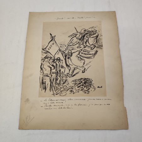 Lotto di 13 disegni umoristici disegnatore vignettista francese CADDY