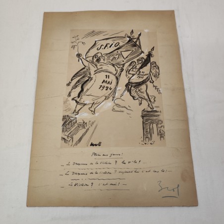 Lotto di 13 disegni umoristici disegnatore vignettista francese CADDY
