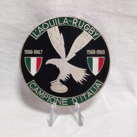 Placca in metallo e smalti L'AQUILA RUGBY Campione d'Italia