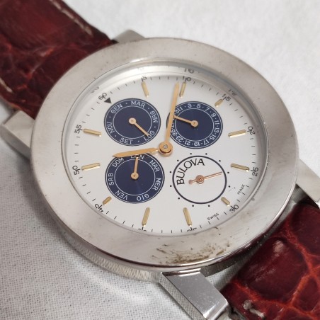 BULOVA orologio polso mov. quarzo cinturino pelle inusato