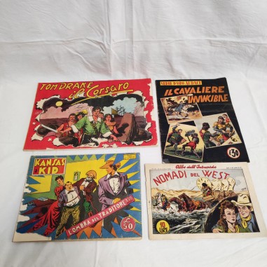Lotto di 4 fumetti anni 40/50Nomadi del West, Tom Drake Il cavaliere invincibile