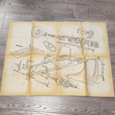 Disegno stampato con esploso pezzi Go Kart firma Caporali