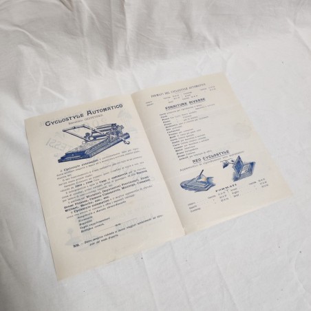 Listino volantino catalogo stampa in ciclostile ditta GESTETNER anni 10