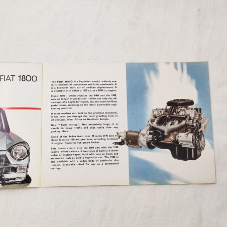 FIAT 1800 brochure 6 pagine testi in inglese