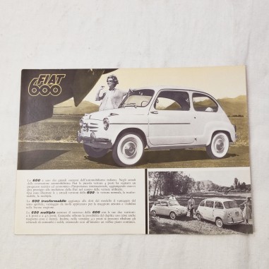 Fiat 600 trasformabile e multipla brochure foglio singolo