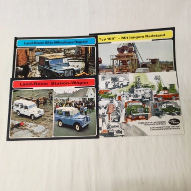 Lotto di 4 brochure LAND ROVER Station Wagen 88 & 109 in tedesco e inglese