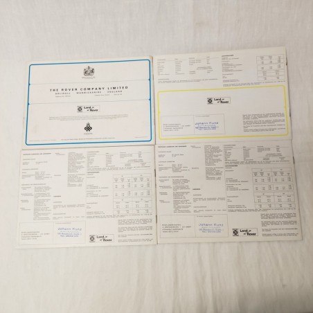 Lotto di 4 brochure LAND ROVER Station Wagen 88 & 109 in tedesco e inglese