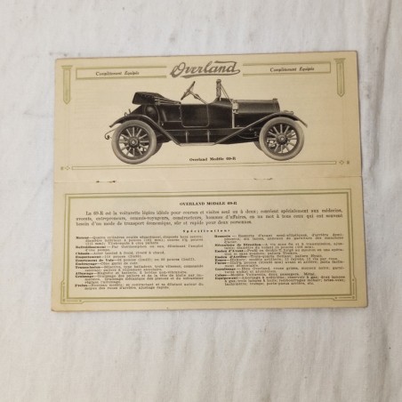 OVERLAND Voitures Automobiles Illustrations et Specification Modele 69  et 71