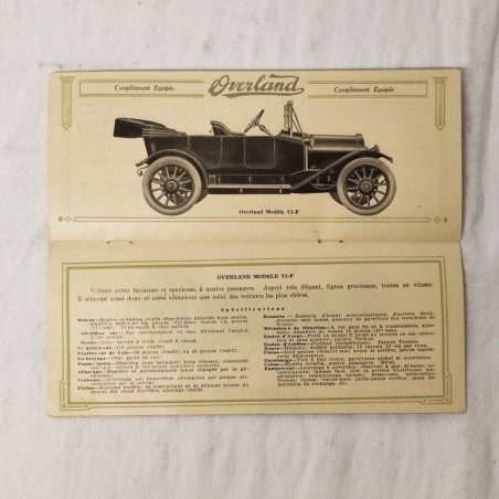 OVERLAND Voitures Automobiles Illustrations et Specification Modele 69  et 71