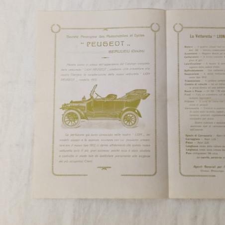Vetturetta LION PEUGEOT 1912 brochure in italiano
