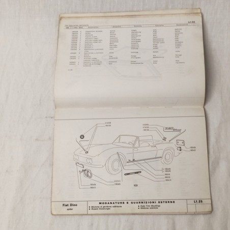 FIAT DINO Spider cataloco parti ricambio carrozzeria 1967