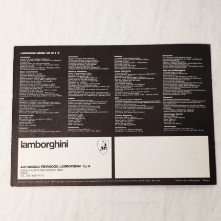 LAMBORGHINI JAMARA Brochure originale 1971