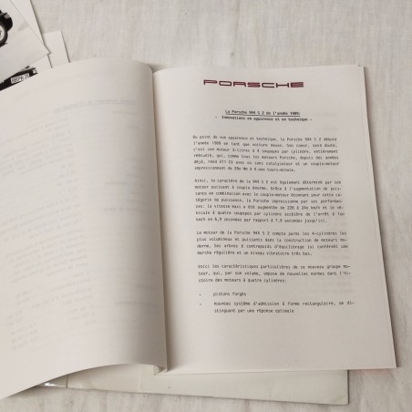 PORSCHE Presse Information in francese con 23 foto 1989
