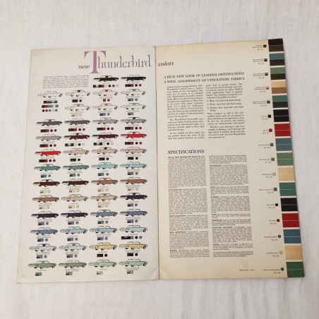 Thunderbird for 1961 Brochure con gamma colori carrozzeria formato 22x40 cm