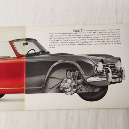Brochure Triumph TR4 testo in italiano 4 pagine anno 1961