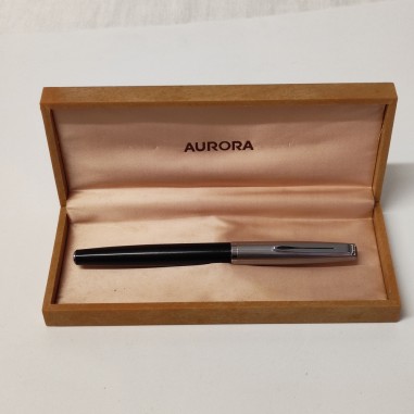 AURORA 888P penna stilografica nera in resina cappuccio acciaio usata
