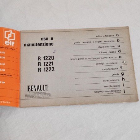 Renault Gamma R 5 libretto uso manutenzione R 1220 1221 1222 giugno 1972