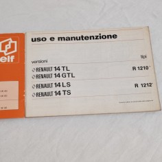 RENAULT 14 libretto uso manutenzione TL e GTL tipi R1210； LS e TS tipi R1212 2