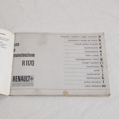 RENAULT 12 Libretto uso manutenzione luglio 1969