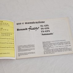 RENAULT FUEGO Libretto uso manutenzione TL-GTL TS-GTS TX-GTX Automatic 2