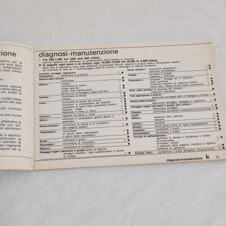 RENAULT Gamma 6 Libretto uso manutenzione gennaio 1972