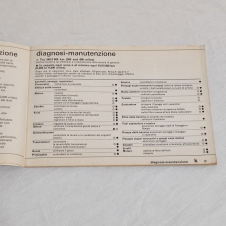 RENAULT Gamma 4 Libretto uso manutenzione gennaio 1972