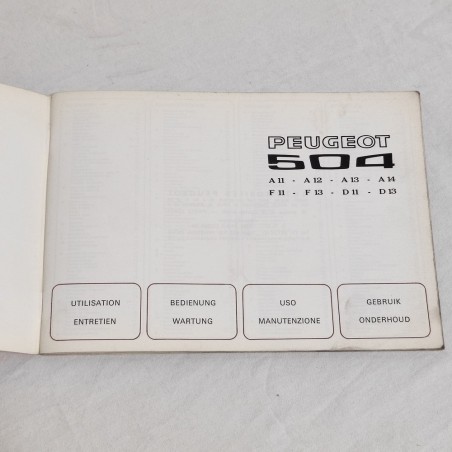 PEUGEOT 504 A11 A12 A13 A14 F11 F13 D11 D13- Libretto uso manutenzione