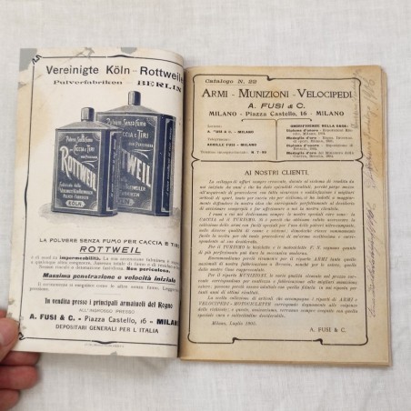 Catalogo ARMI MUNIZIONI VELOCIPEDI A. FUSI & C. MILANO 1905