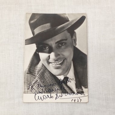 MARIO DEL MONACO cartolina con ritratto del cantante e autografo originale