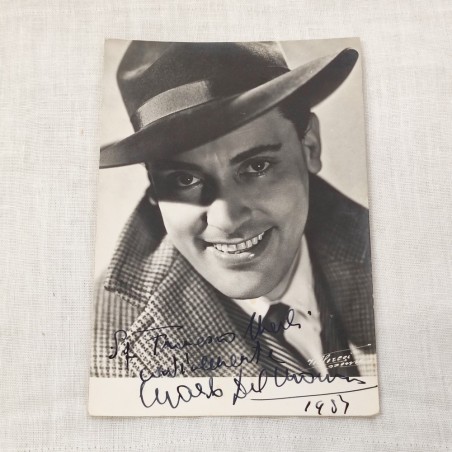 MARIO DEL MONACO cartolina con ritratto del cantante e autografo originale