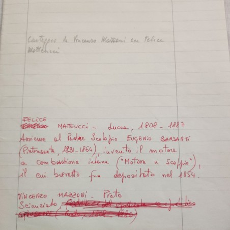 Lettere originali FELICE MATTEUCCI carteggio con Vincenzo Mazzoni